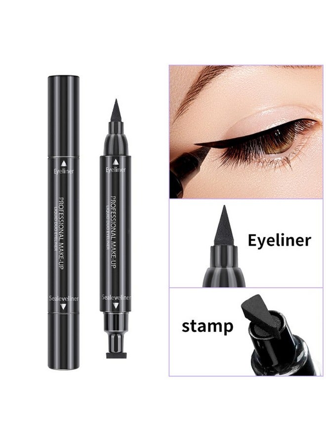 Linble Dual Ended Black Liquid Eyeliner 2 In 1 Winged Cat Eye Stamp & Felt Tip Eyeliner Pen Waterproof Long Lasting And Smudge Proof Eye Makeup Tool For Women - Image 5