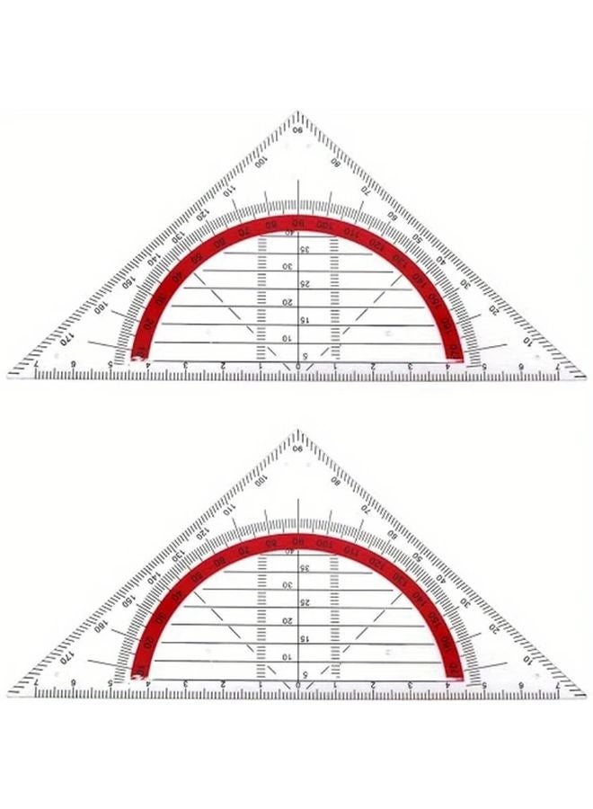 Transparent Red 45 Degree Triangle Ruler 90mm Square Ruler 2pcs Student Geometry Set - Image 2