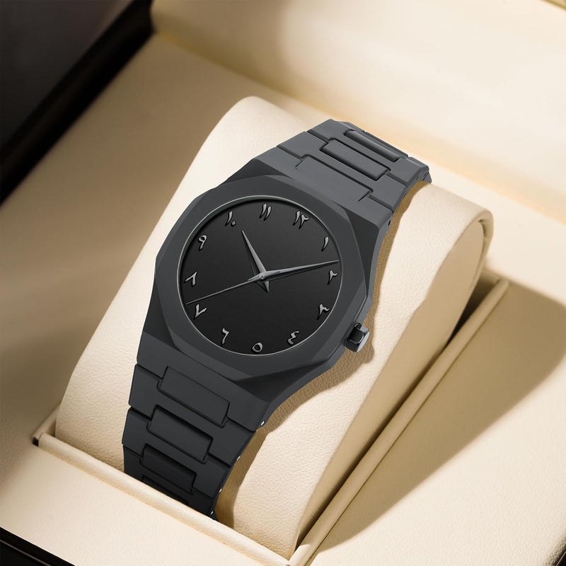 NIBOSI Men's Business Watches Analog Minimalism Dial Octagon Watches for Men Casual Waterproof Dress Wrist Watch Black Plastic Strap - Image 3