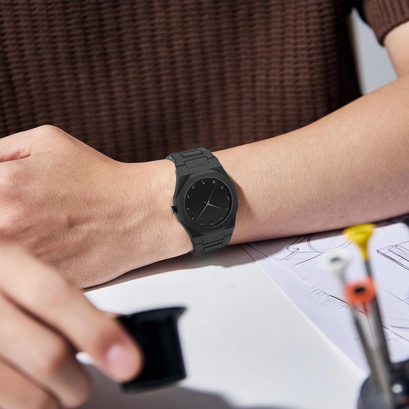 NIBOSI Men's Business Watches Analog Minimalism Dial Octagon Watches for Men Casual Waterproof Dress Wrist Watch Black Plastic Strap - Image 5