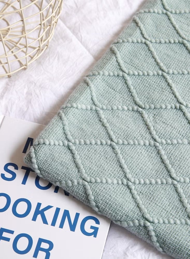 Knitted Tassel Throw Blanket 127x172cm Mint Green - Cozy Lightweight Decorative Woven Blanket, All Seasons for Couch Sofa Bed Living Room, Men Women Kids - Image 5