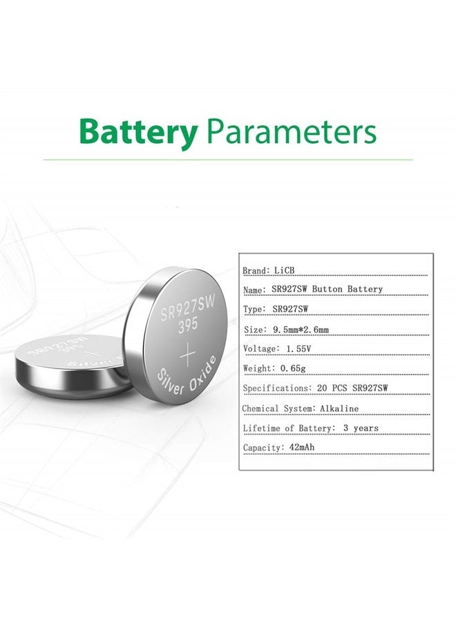LiCB 20 Pack SR927SW 395 399 AG7 Battery 1.5V Watch Batteries  - Image 2