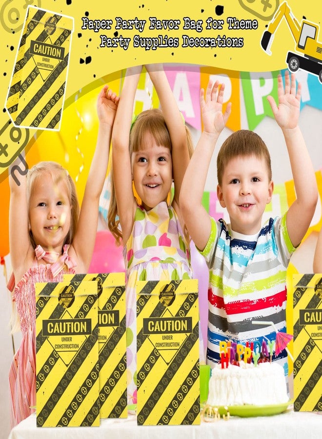 Handepo 30 Pcs Construction Party Gifts Bags with Caution Stickers Truck Themed Goodie Treat Bags Party Favors Candy Gift Wrapping for Birthday Supply Decoration - Image 2