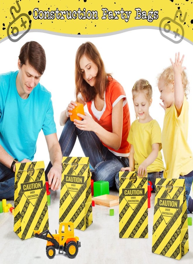 Handepo 30 Pcs Construction Party Gifts Bags with Caution Stickers Truck Themed Goodie Treat Bags Party Favors Candy Gift Wrapping for Birthday Supply Decoration - Image 4