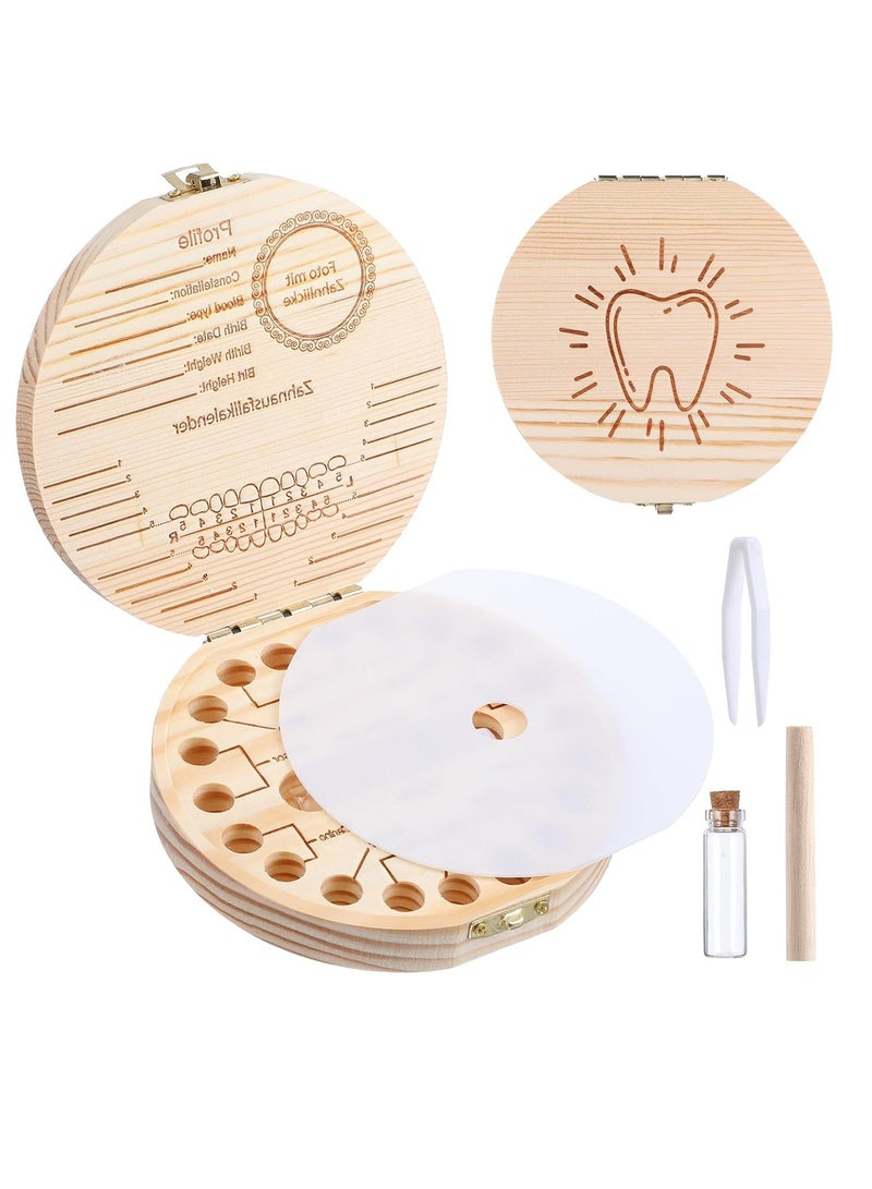 Sylqvxh Baby Tooth Fairy Box Baby Tooth Keepsake Box for Lost Tooth Tooth Holder for Kids Wooden Kids Keepsake Organizer Cute Children Tooth Container with Tweezers for Boy Girl Shower Birthday Gift - Image 5