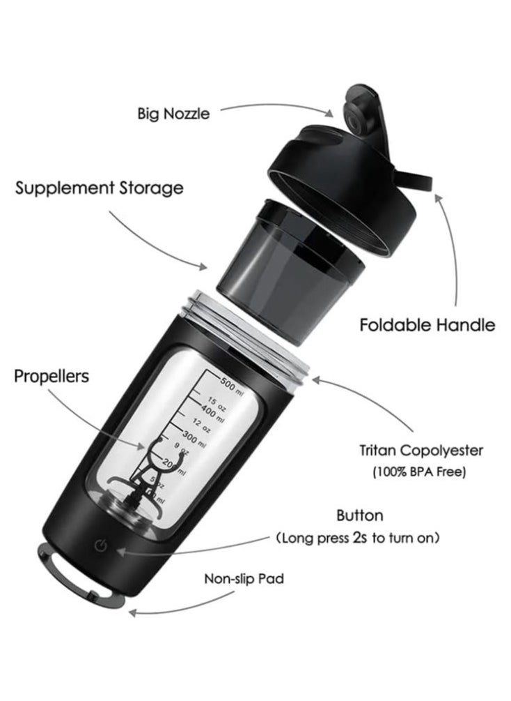 Generic - Electric Protein Shaker Bottle With Protein Powder Storage Container For Protein Shakes Pre Workout Gym Blender Bottle USB Rechargeable - Image 1