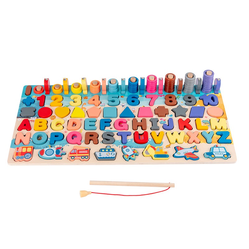 Children'S Early Education Benefiting Intelligence Development Building Blocks Game Assembled Logarithmic Board Baby Digital Shape Fishing Cognitive Toy - Image 5