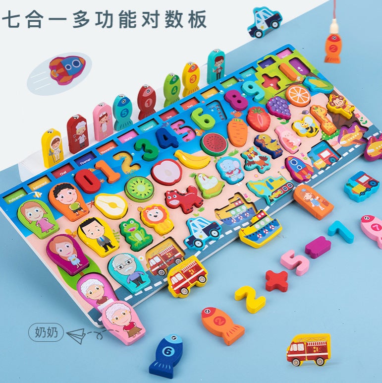 Children'S Early Education Benefiting Intelligence Development Building Blocks Game Assembled Logarithmic Board Baby Digital Shape Fishing Cognitive Toy - Image 3