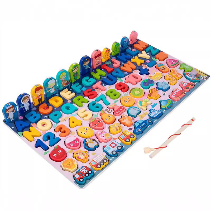 Children'S Early Education Benefiting Intelligence Development Building Blocks Game Assembled Logarithmic Board Baby Digital Shape Fishing Cognitive Toy - Image 4