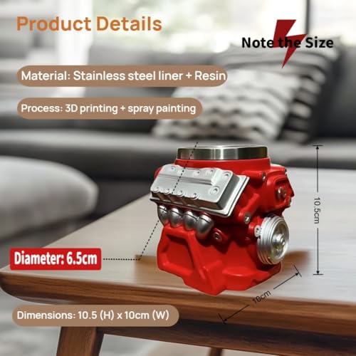 FirFiltr V8 Engines Stainless Steel Cup,Personalized Coffee Mug with Insulated Handle,Perfect for Car Lovers Gifts,Mechanics, Birthday, Christmas,Living room decoration as a work of art - Image 4