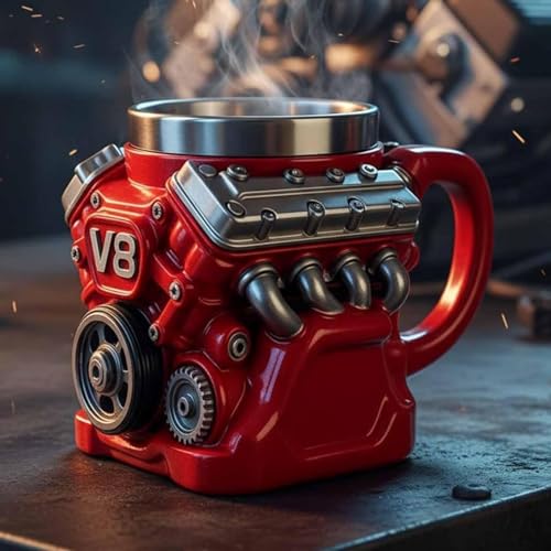 FirFiltr V8 Engines Stainless Steel Cup,Personalized Coffee Mug with Insulated Handle,Perfect for Car Lovers Gifts,Mechanics, Birthday, Christmas,Living room decoration as a work of art - Image 1
