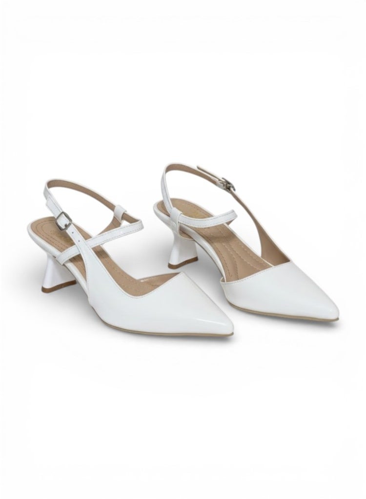 لايف ستيلاش  أحذية كعب جلدية لامعه بأبزيم F-614 - ابيض - Image 3