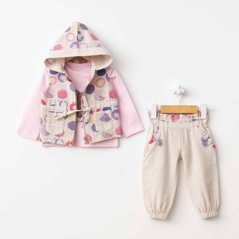 FOR MY BABY Baby Fou Dotted Linen Vest Set - Image 1