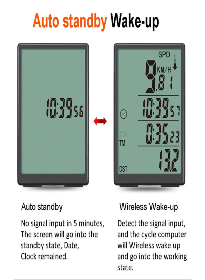 SunDING Bicycle Computer Wireless Bike Computer Waterproof Speedometer with Green LCD Backlight - Image 5