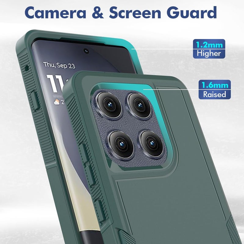 yuanming for Motorola Edge 2025 Case, [Military Grade Drop Tested] with Screen Protector, Dual Layer Protective Heavy Duty Cell Phone Cover Non-Slip Shockproof Case for Moto Edge 2025 (Dark Green) - Image 4