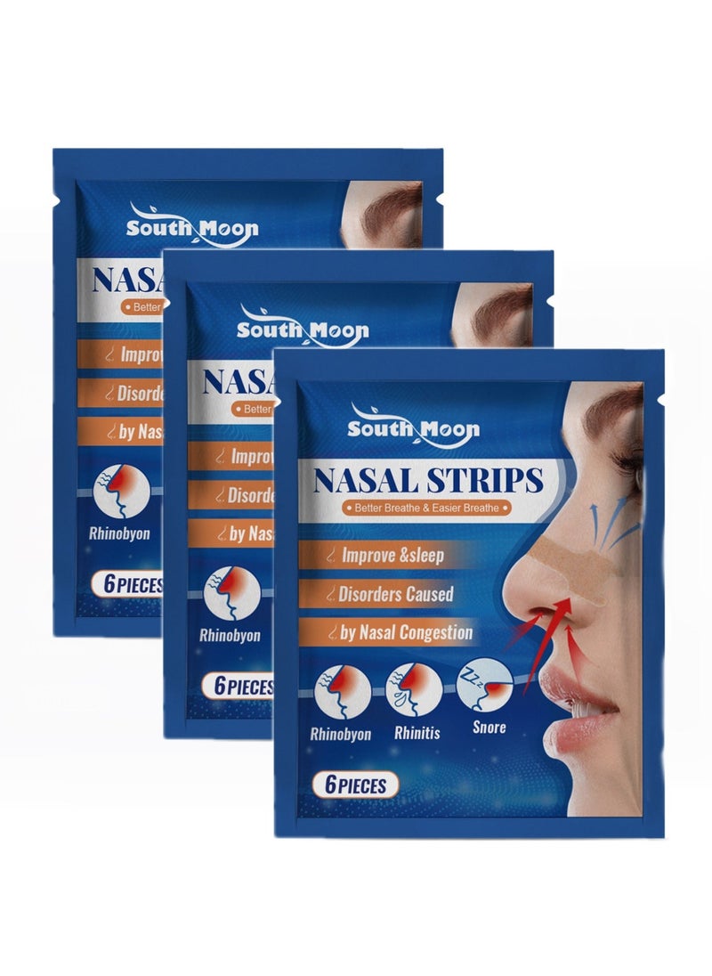 SOUTH MOON 3-PACK Ventilation Nose Patch To Relieve Nasal Congestion, Snoring And Poor Breathing 6pcs*3 - Image 1
