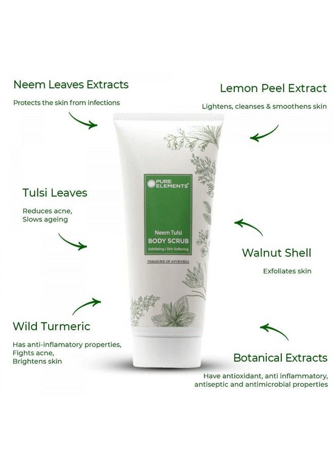 Pure Elements Neem Tulsi Body Scrub Ayurvedic Recipe To Deep Cleanse The Skin 200 Gm  - Image 3