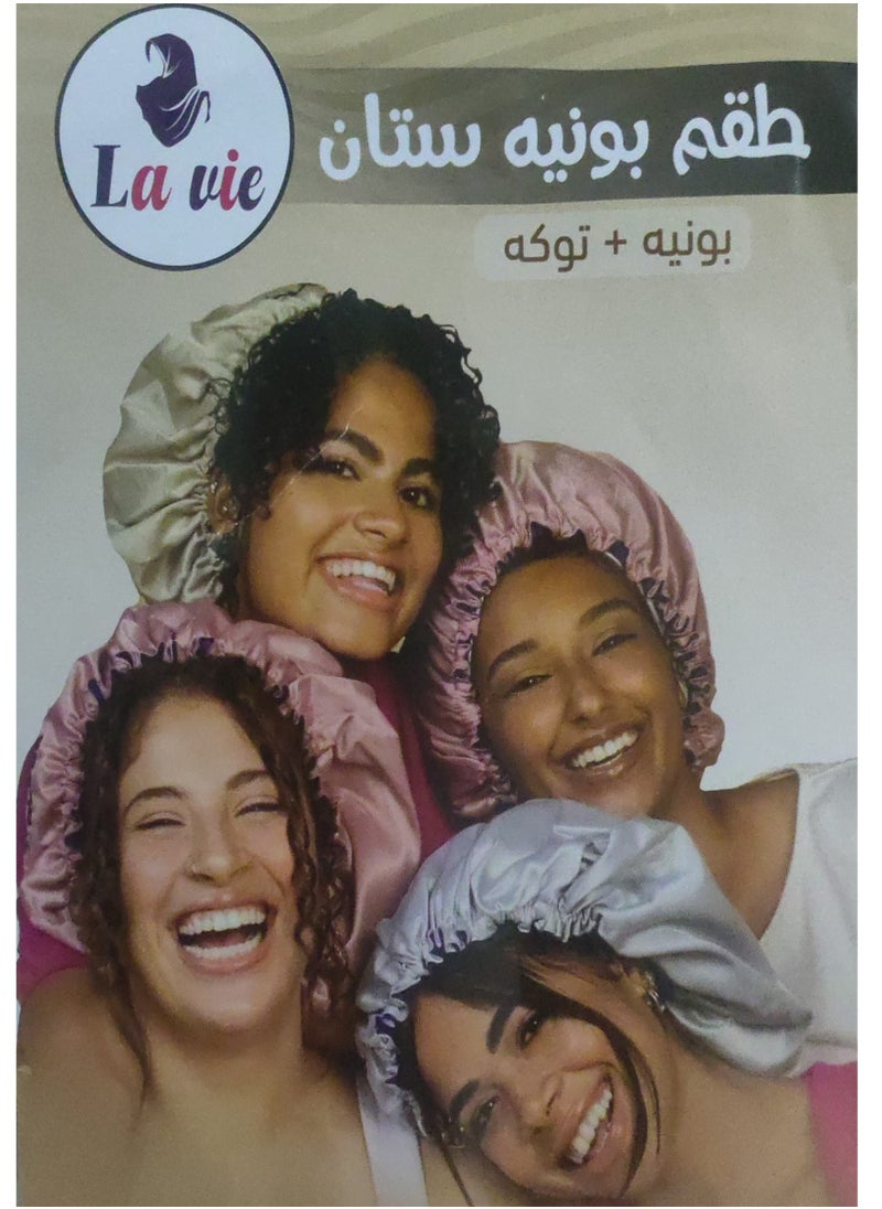 طقم بونيه ستان + توكه شعر