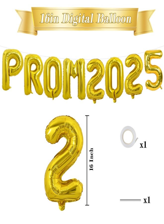 TONIFUL 16 Inch Gold Prom 2025 Letter Foil Balloons - 1pc, Perfect for Prom Night, Graduation, Wedding & Retirement Parties - Image 2