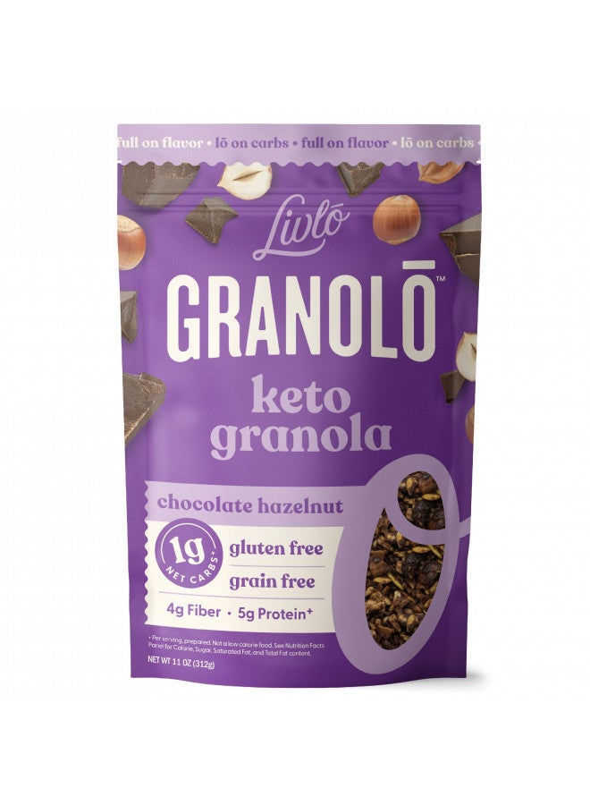 Livlo Livlo Keto Granola Cereal - 1g Net Carbs - Grain Free & Gluten Free Cereal - Low Carb Keto Snacks & Food - Ketogenic, Paleo & Diabetic Friendly - Chocolate Hazelnut, 11oz  - Image 1