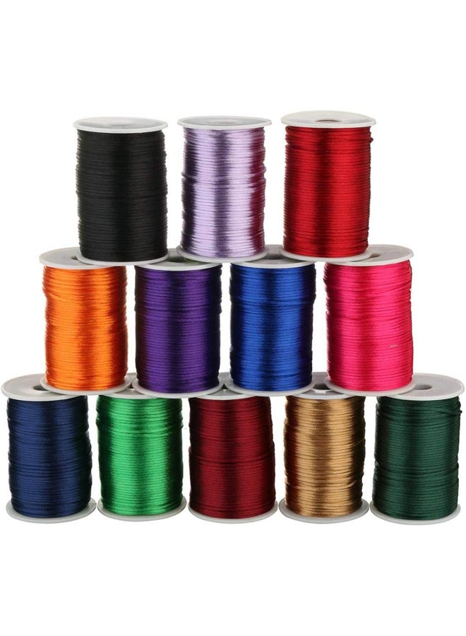2 مم خيط نايلون 100 ياردة/قطعة 25 لون مختلط نايلون لصنع المجوهرات خيط جلد نايلون (أحمر داكن) - Image 3