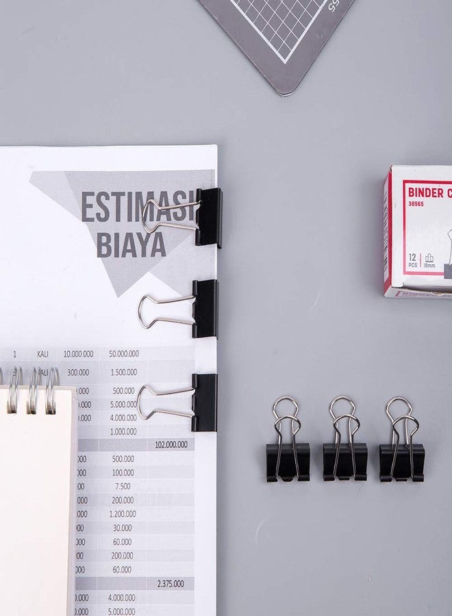 Deli E38565 19mm Binder Clips | 12 Clips Each Box (Black, Pack of 10) - Image 4