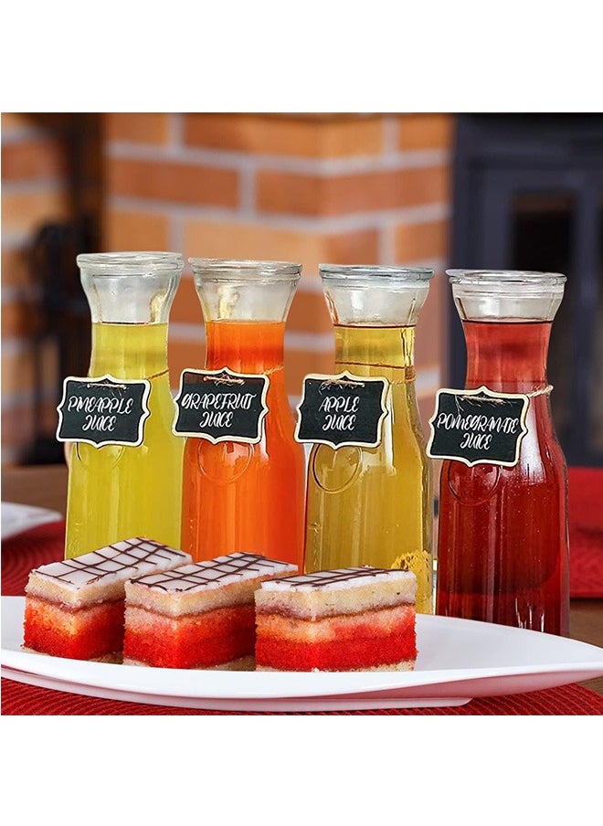 LENND Set of 4 Glass Carafe with Lids, 1 Liter Beverage Pitcher Carafe for Brunch, Cold Water, Juice, Milk, Iced Tea, Lemonade - 4 Wooden Chalkboard Tags Included  - Image 5