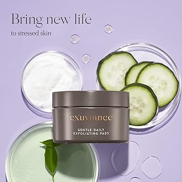 Exuviance Gentle Daily Exfoliating Face Pads with PHA Vitamin C and E Antioxidants Green Tea and Cucumber Extracts 60 pads - Image 3