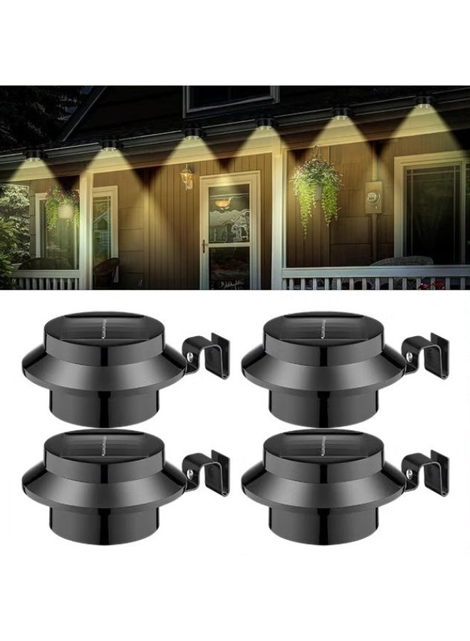 4 حزمة LED أضواء الشمسية,LED أضواء القنابل الشمسية في الهواء الطلق مقاومة للماء LED حديقة فناء مصباح الجدار مع قوس للسياج الجدار الدرج خطوة المسار,الضوء الدافئ - Image 1