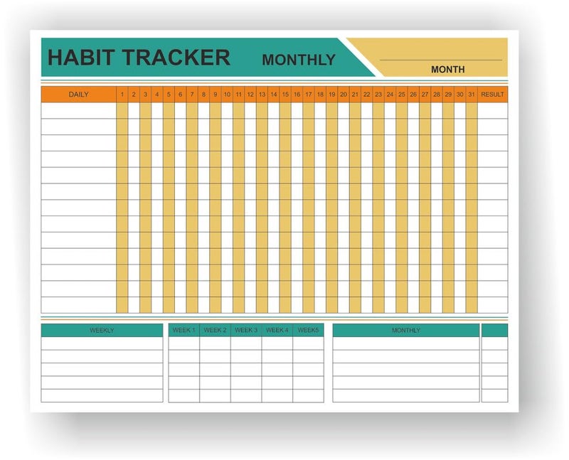 Kelenate® (Rectangle) Habit Tracker Calendar - Inspirational Habit Journal - 12 Sheets Daily Habit Tracker Journal and Goal Board - Motivational Goal Journal - Great Tool For Productivity And Workout - Image 1