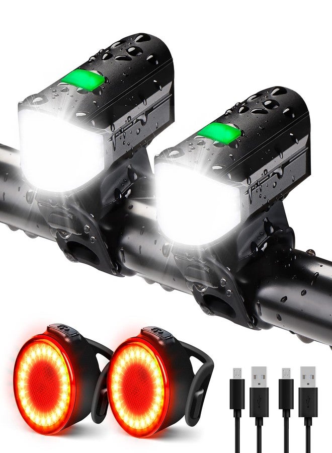 Favorbrite 2 Pack Bike Lights Set 1500LM USB Rechargeable Bicycle Headlight & Tail Light Waterproof 5 Lighting Modes Fits Bicycles for Road and Mountain - Image 1