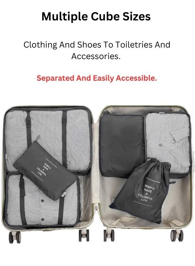 7Pcs Set Travel Organizer Storage Bags Suitcase Packing Set Storage Cases Portable Luggage Organizer Clothes Shoe Tidy Pouch Bag Traveling Accessories - Black - Image 5