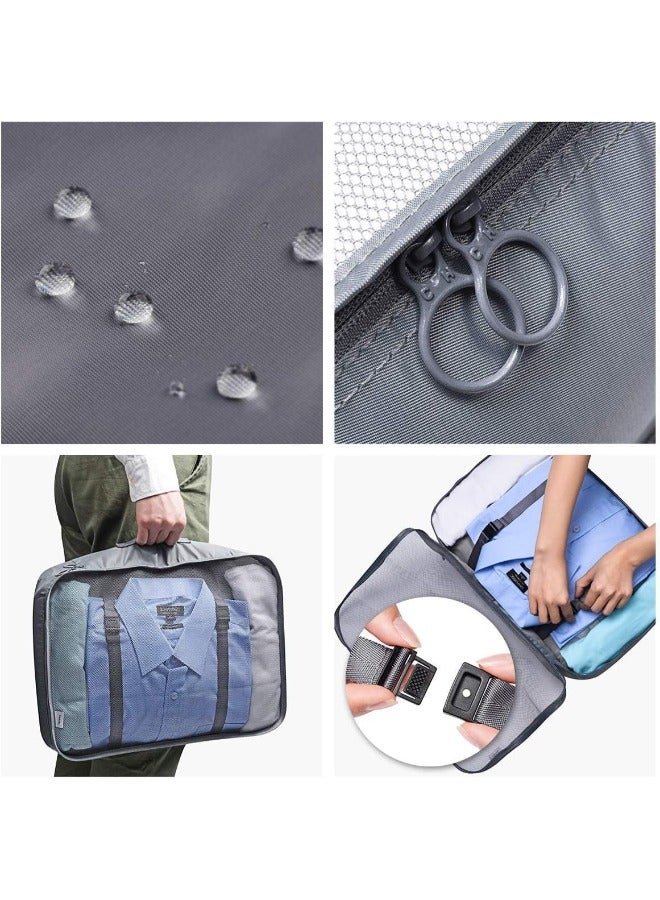 7Pcs Set Travel Organizer Storage Bags Suitcase Packing Set Storage Cases Portable Luggage Organizer Clothes Shoe Tidy Pouch Bag Traveling Accessories - Black - Image 3