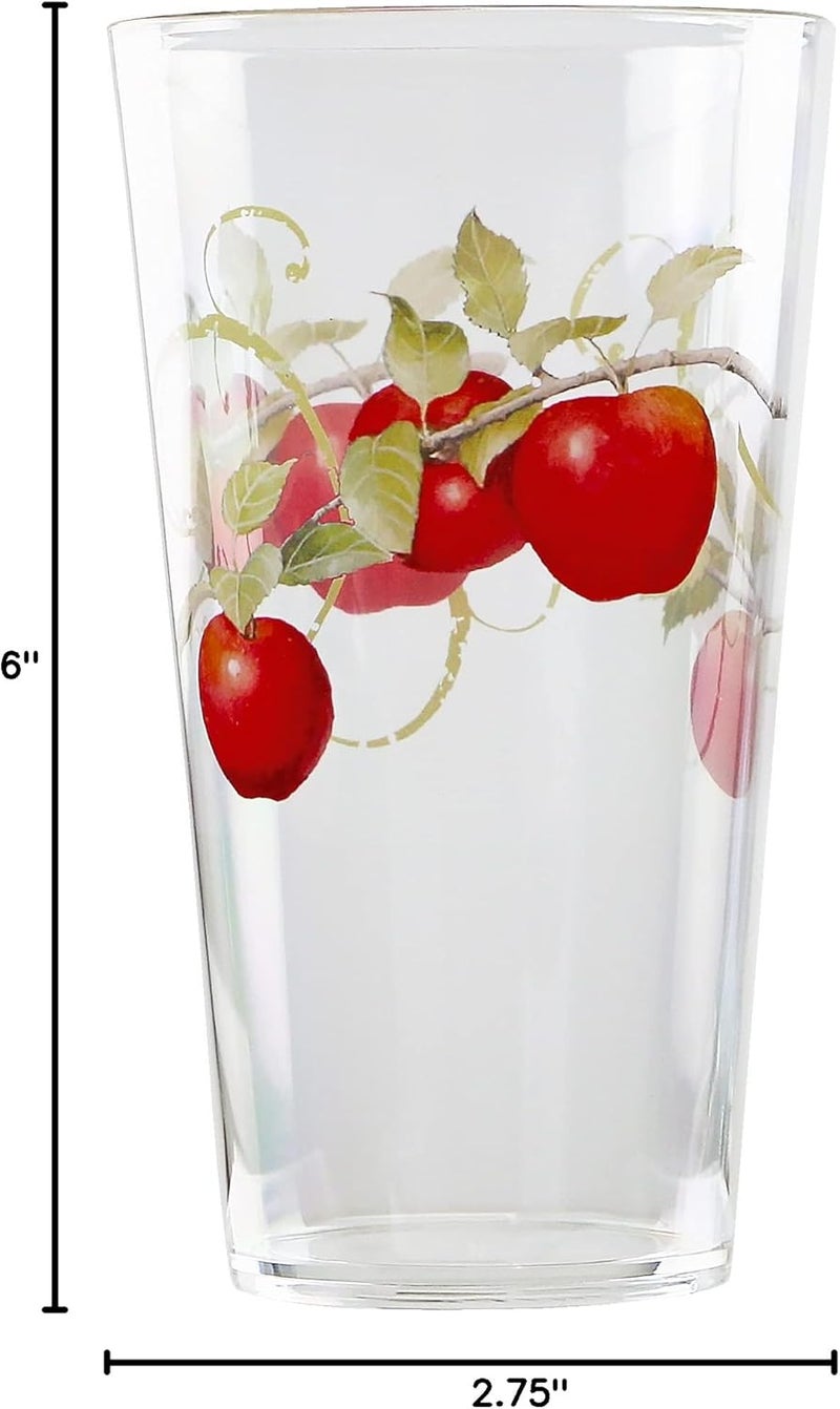 Reston Lloyd Harvest Apple Pattern by Sandy Clough Acrylic DrinkwareClear 19 Oz Set of 6 - Image 3