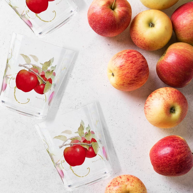 Reston Lloyd Harvest Apple Pattern by Sandy Clough Acrylic DrinkwareClear 19 Oz Set of 6 - Image 2