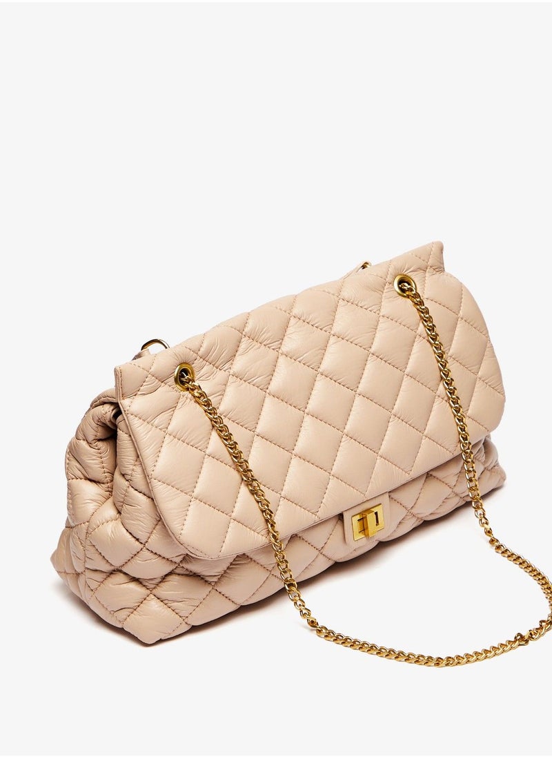 shoexpress - Quilted Shoulder Bag with Chain Strap and Twist Clasp Closure - Image 1