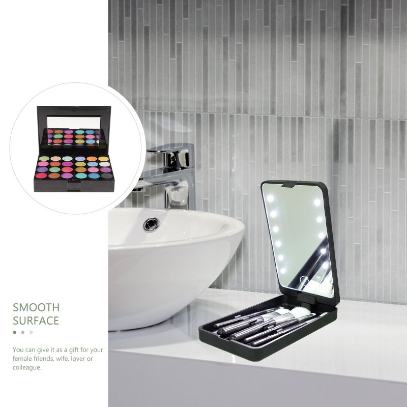 Eyelash Holder Case Eyelashes Storage Box with Makeup Mirror and Light - Image 4