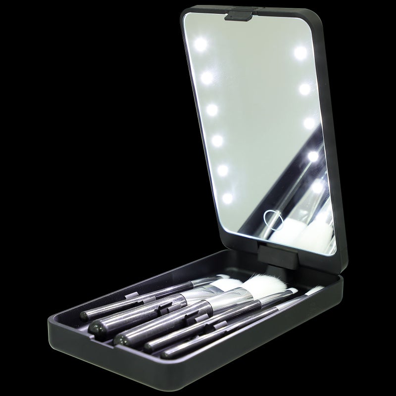 Eyelash Holder Case Eyelashes Storage Box with Makeup Mirror and Light - Image 1