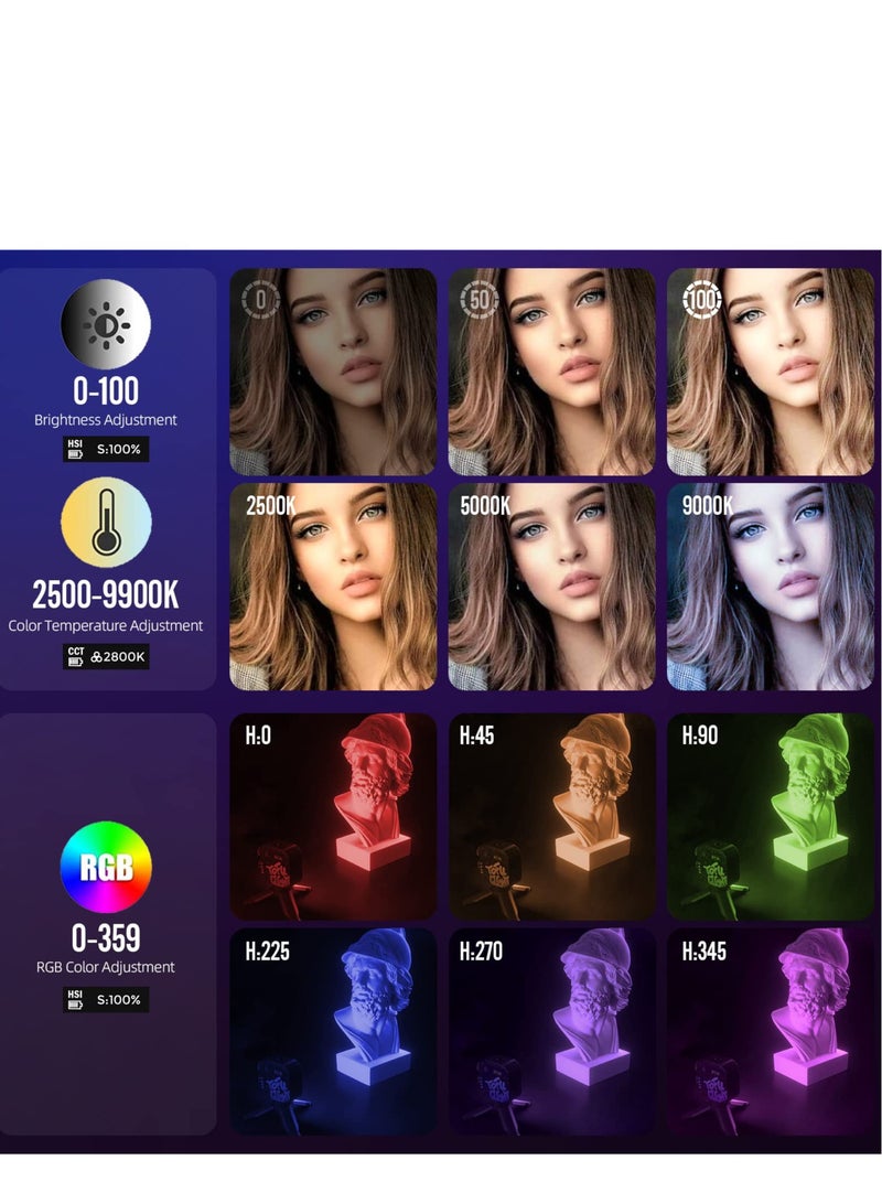 Magnetic RGB Video Light, PHOTOOLEX Tofu Black knight Camera Light Mini 360° Full-Color LED Light for GoPro Studio Streaming Tiktok Vlog  - Image 3