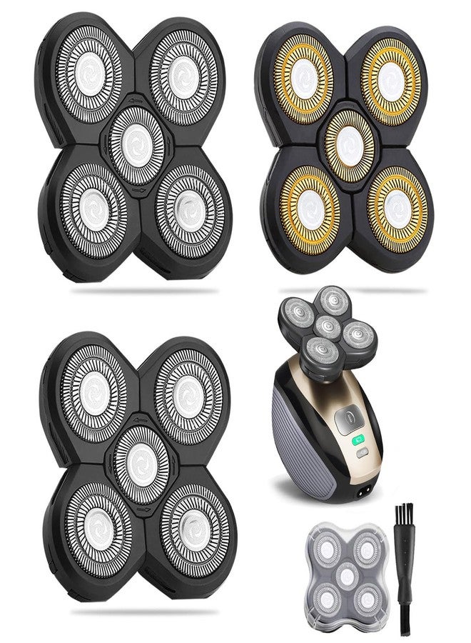 WAHFOX Universal 3 PCS 5 Blades Head Shaver Replacement Heads for Mainstream Shaver Brands, Eelectric Shaver Replacement Replacement Blades (1 Gold + 2 Silver - Image 1