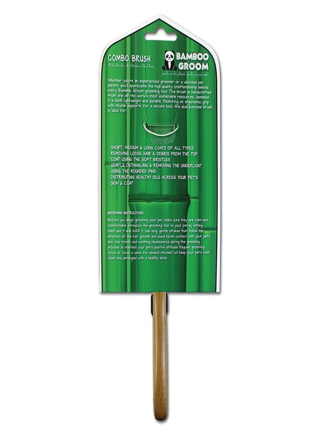 alcott Bamboo Groom Combo Brush with Bristles & Stainless Steel Pins for Pets, Large - Image 5