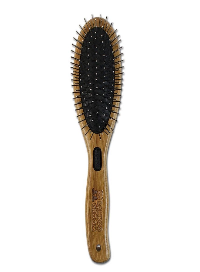 alcott Bamboo Groom Combo Brush with Bristles & Stainless Steel Pins for Pets, Large - Image 3