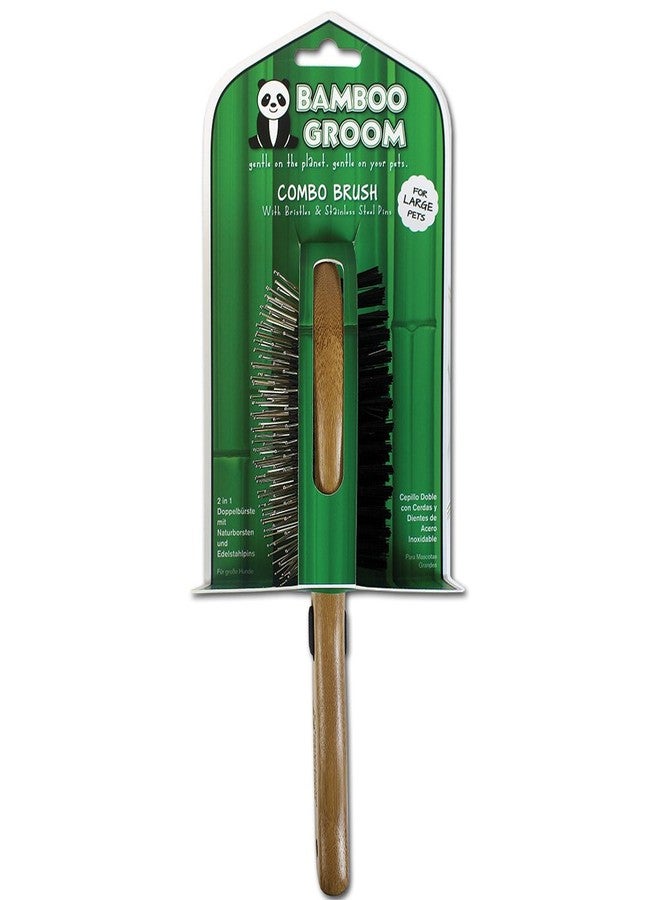 alcott Bamboo Groom Combo Brush with Bristles & Stainless Steel Pins for Pets, Large - Image 4