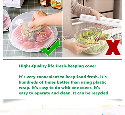 AMOMKET Microwave Splatter Cover for Food, BPA-Free Steam Vents Microwave Plate Cover with Easy-Grip Handle, Fruit Drainer Basket, For Dishwasher Safe & Refrigerator - 2Pcs (Diameter 9 inch + 6.7 inch) - Image 4