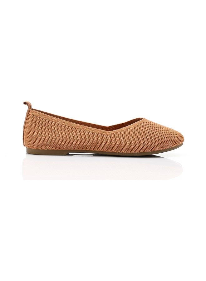 Oval Toe Shape Flat Shoes - Rose Gold