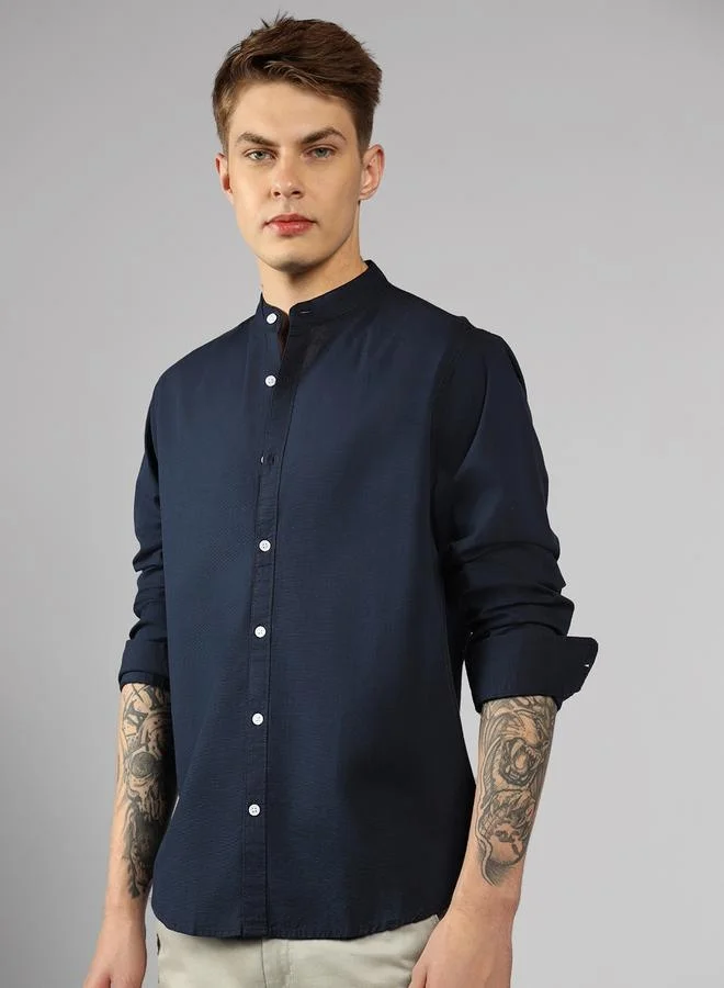 Dennis Lingo Dark Gunmetal Relaxed Fit Cotton Shirt – Stylish and Comfortable