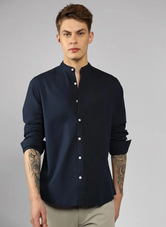 Dennis Lingo Dark Gunmetal Relaxed Fit Cotton Shirt – Stylish and Comfortable