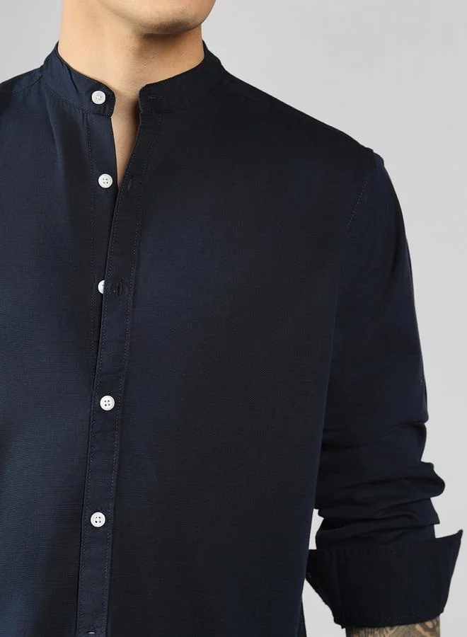 Dennis Lingo Dark Gunmetal Relaxed Fit Cotton Shirt – Stylish and Comfortable