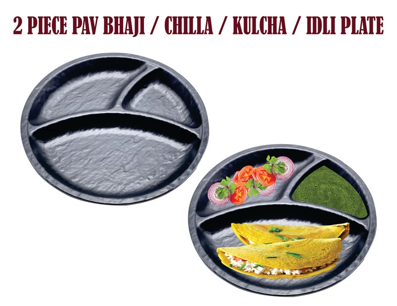 ZIDO (Pack of 2 Piece Multipurpose Round Divider Plate for PAV BHAJI/CHILLA/IDLI/DOSA/VADA/Chole KULCHE ETC. - Image 5