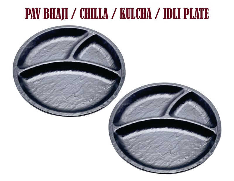ZIDO (Pack of 2 Piece Multipurpose Round Divider Plate for PAV BHAJI/CHILLA/IDLI/DOSA/VADA/Chole KULCHE ETC. - Image 2